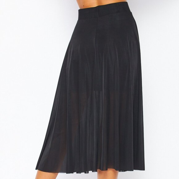 LOVE POEM Black Pleated Midi Skirt | Flowy High Waist A-Line Skirt - Picture 2 of 6